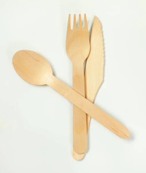 Set of wooden cutlery — Stock Photo, Image