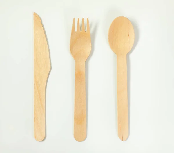 Set of wooden cutlery — Stock Photo, Image