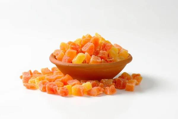 Torkade tärnad papaya — Stockfoto