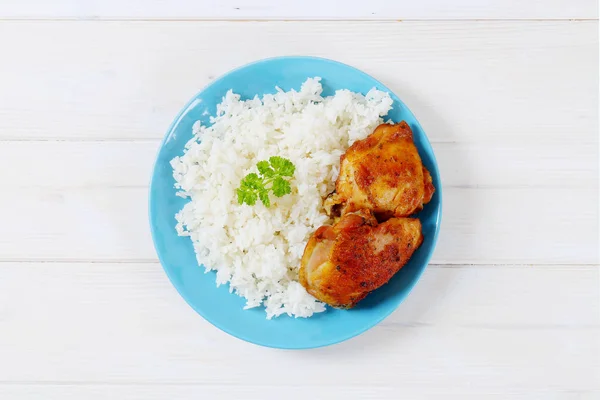 Roasted chicken with rice — Stock Photo, Image