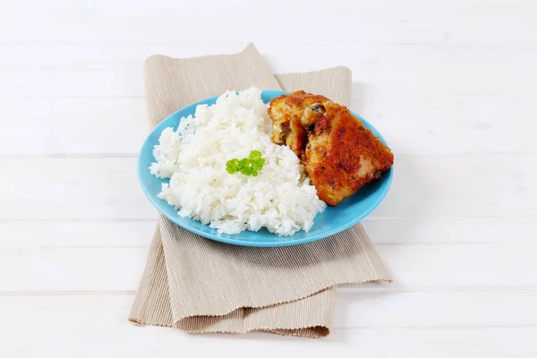 Rostad kyckling med ris — Stockfoto