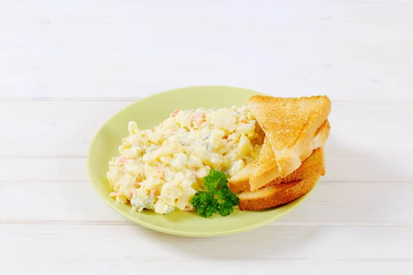 Toast with potato salad — Stock Photo, Image