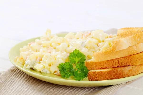 Toast with potato salad — Stock Photo, Image