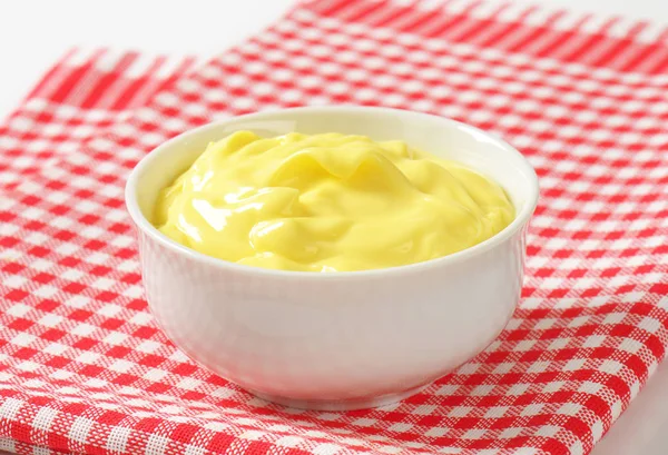 Bowl of homemade mayonnaise — Stock Photo, Image