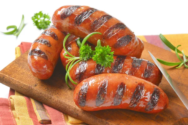 Grilled short sausages — Stock Photo, Image