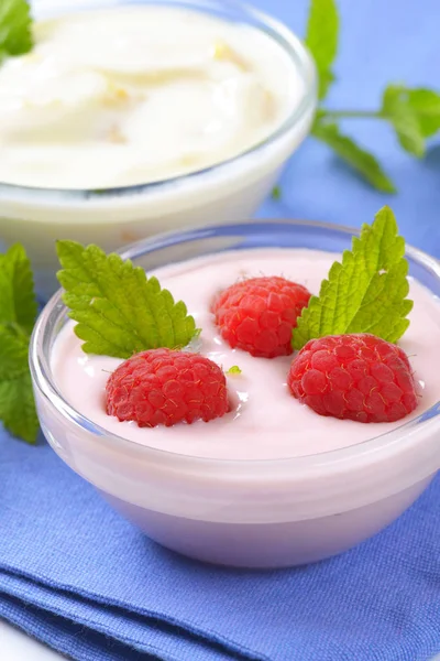 Миски фруктового йогурта — стоковое фото