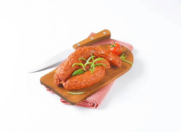 Dried kielbasa sausages — Stock Photo, Image