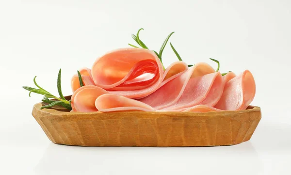 로즈마리와 햄의 얇은 조각 — 스톡 사진