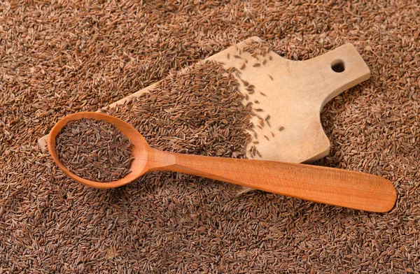 Colher de sementes de alcaravia — Fotografia de Stock