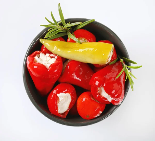 Cheese stuffed red peppers — Stock Photo, Image