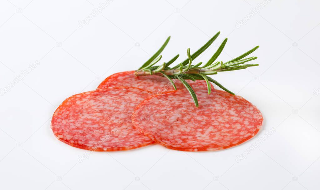 Thin salami slices