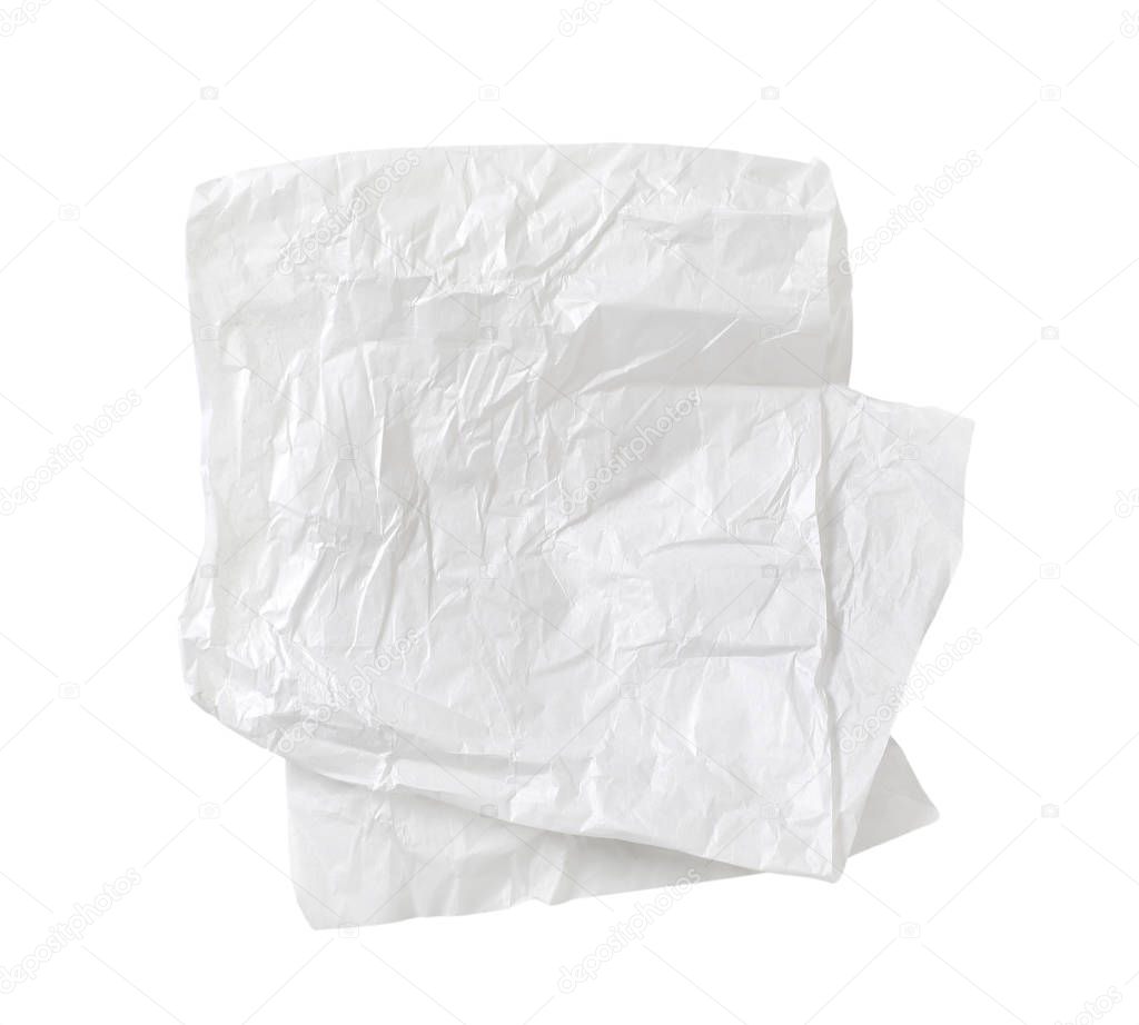 Crumpled white waxed packing paper