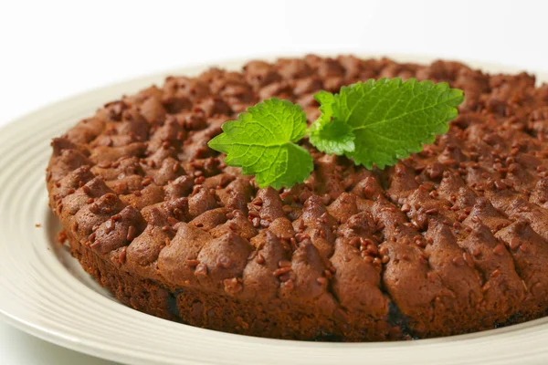 Gateau Rond Au Chocolat Tarte Fond Blanc Stock Photo