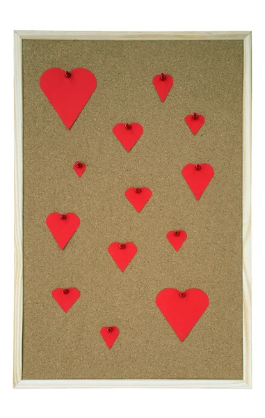 Pinboard com corações — Fotografia de Stock