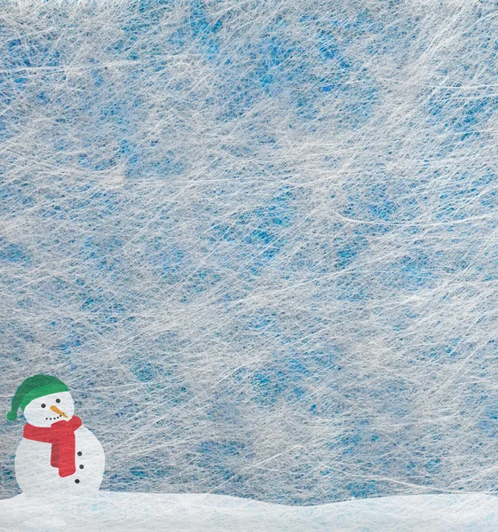Ткань волокна и блестящая пленка и снеговик, фон — стоковое фото