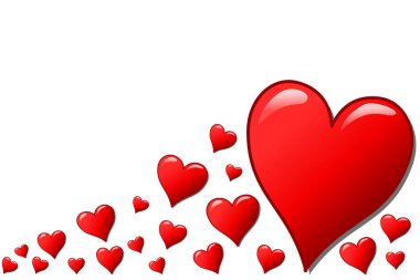 Farklı boyutlarda çeşitli Kalpler