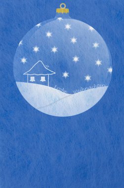 Fiber kumaş ve glitter film ve Noel top, Noel kartı