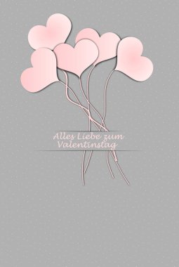 Beş balon kalpler Sevgililer günü