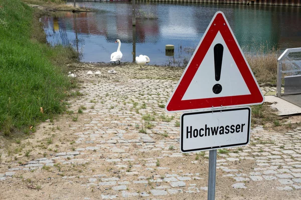 Знак наводнения в Германии — стоковое фото