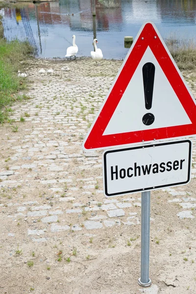 Знак наводнения в Германии — стоковое фото
