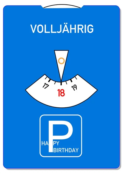 Birthday Card 18Th Birthday German Word Age Volljaehrig — Stock Photo, Image