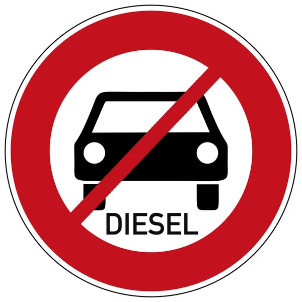 Trafik işareti dizel beyaz izole yasak, sürüş