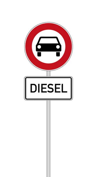 Traffic Sign Diesel Driving Prohibited Isolated White — Stock Photo, Image