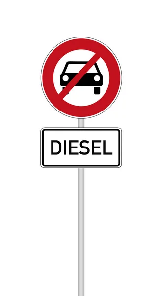 Traffic Sign Diesel Driving Prohibited Isolated White — Stock Photo, Image