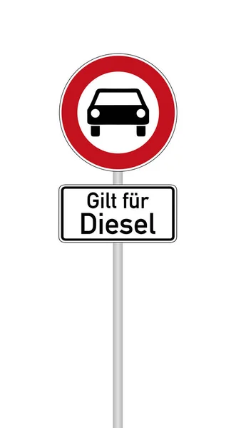 Tysk Trafik Tecken För Diesel Körning Förbjuden Med Tysk Text — Stockfoto