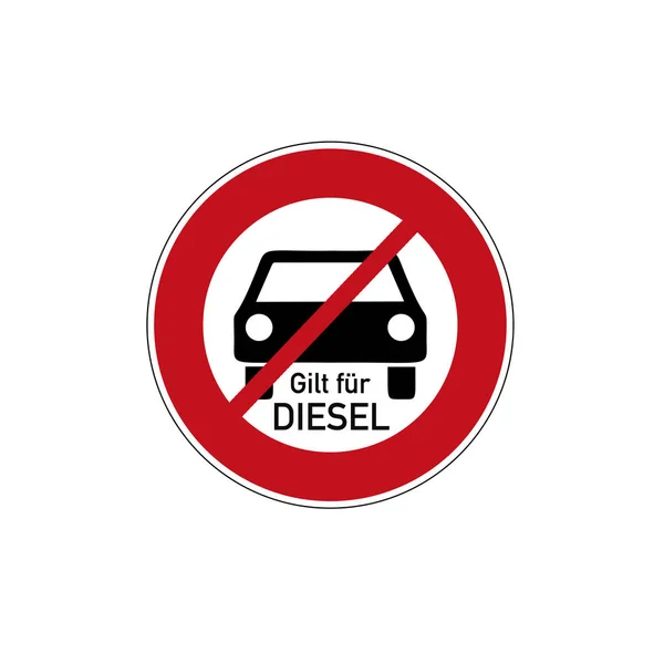 Deutsches Verkehrszeichen Für Diesel Fahrverbote Mit Deutschem Text Für Diesel — Stockfoto