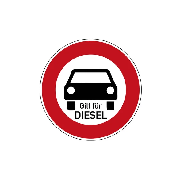 Sinal Trânsito Alemão Para Condução Diesel Proibido Com Texto Alemão — Fotografia de Stock
