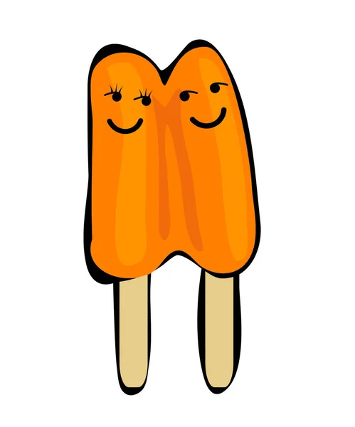 Δύο Popsicles Πρόσωπα Απομονώνονται Λευκό — Φωτογραφία Αρχείου
