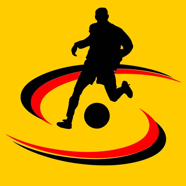 Futbol Topu Veya Futbol Bir Futbolcu Silüeti Grafik Beyaz Arka — Stok fotoğraf