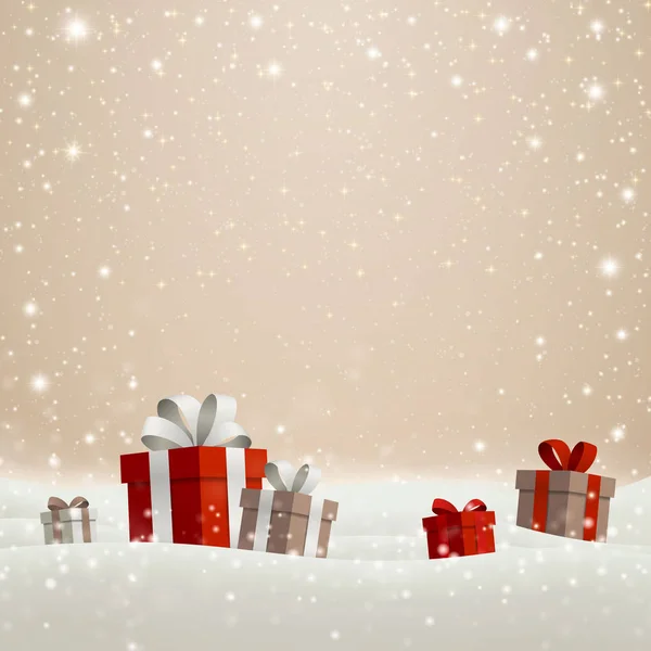 Design natalizio vettoriale con scatole regalo — Vettoriale Stock