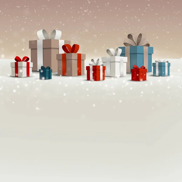 Design natalizio vettoriale con scatole regalo — Vettoriale Stock