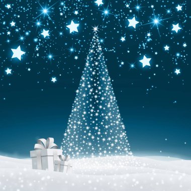 Noel ağacı ve hediye kutuları ile vektör Noel tasarım