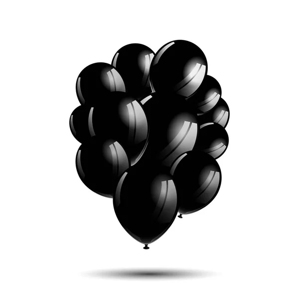 Vector Bunch of Black Balloons — Stock Vector