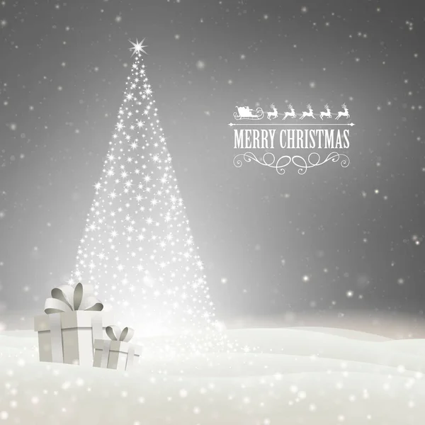 Векторний різдвяний дизайн з різдвяною ялинкою та подарунковими коробками — стоковий вектор