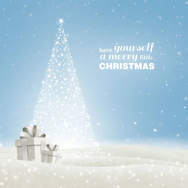 Design natalizio vettoriale con albero di Natale e scatole regalo — Vettoriale Stock