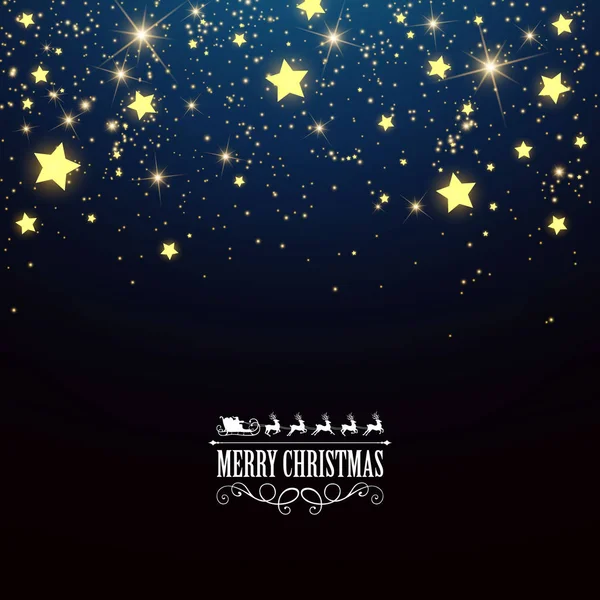 Biglietto di auguri natalizio astratto vettoriale con stelle scintillanti — Vettoriale Stock