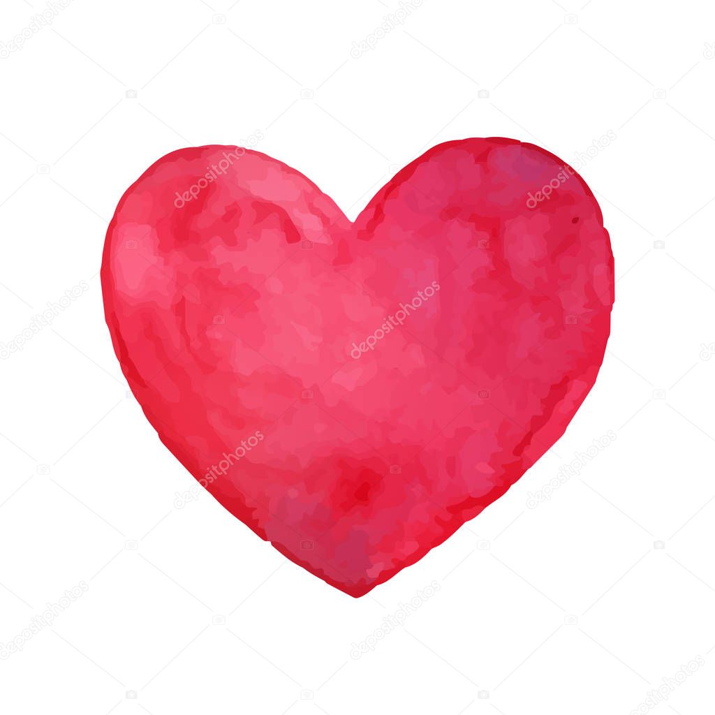 Vector Pink Watercolor Heart. Valentines Day Design. 