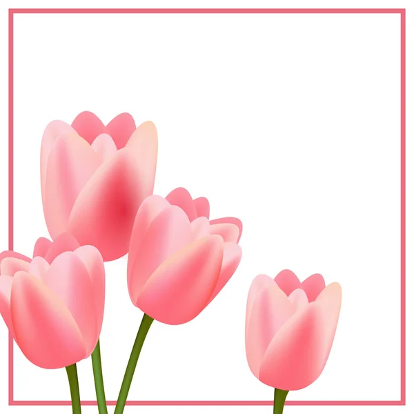 Vector Pink Tulips. Spring Background Design. — Stock Vector