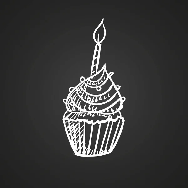 Vector Birthday Cupcake Drawing — Stock Vector