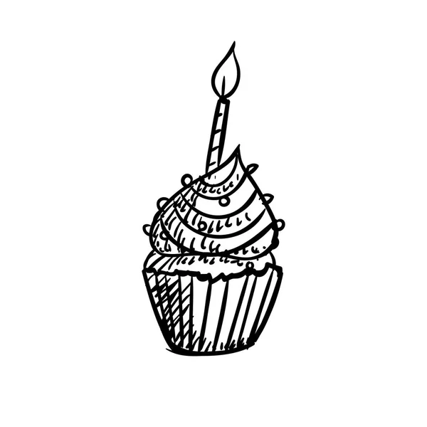 Disegno di Cupcake di compleanno vettoriale — Vettoriale Stock