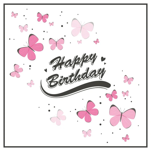 Wektor kartkę z życzeniami urodzinowymi z motylami — Wektor stockowy