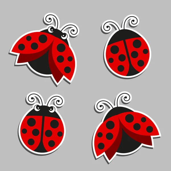 Vector Cute Little Ladybugs — Stock Vector