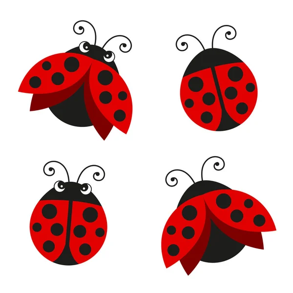 Vector Cute Little Ladybugs — Stock Vector