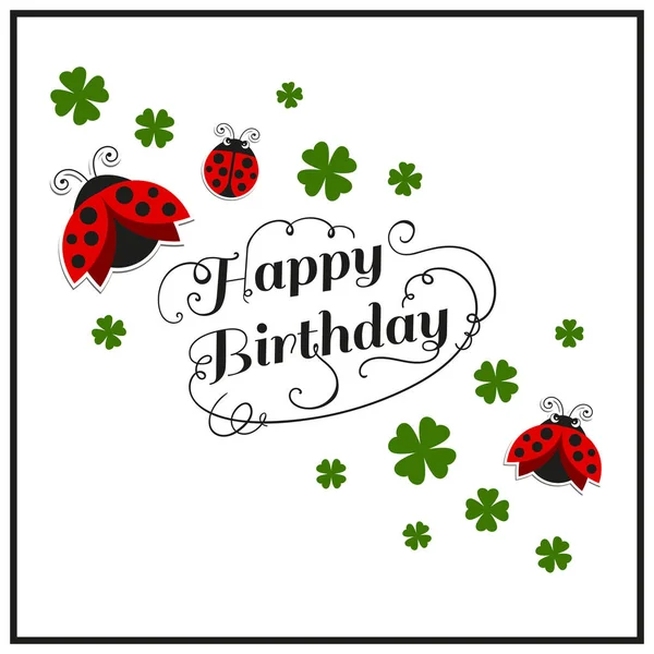 Pics: happy birthday ladybug | Vector Happy Birthday Greeting Card with ...