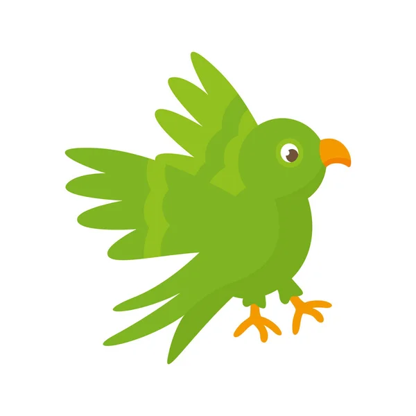 Vector Cute Little Green Parrot — Stock Vector