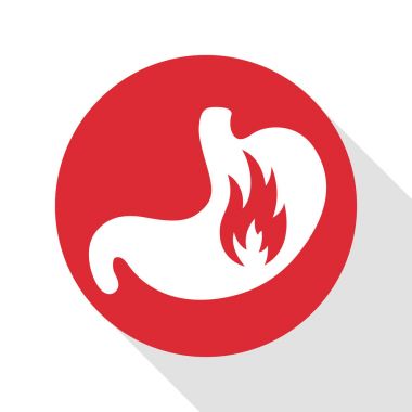 Vector Stomach with Fire. Heartburn Icon. clipart